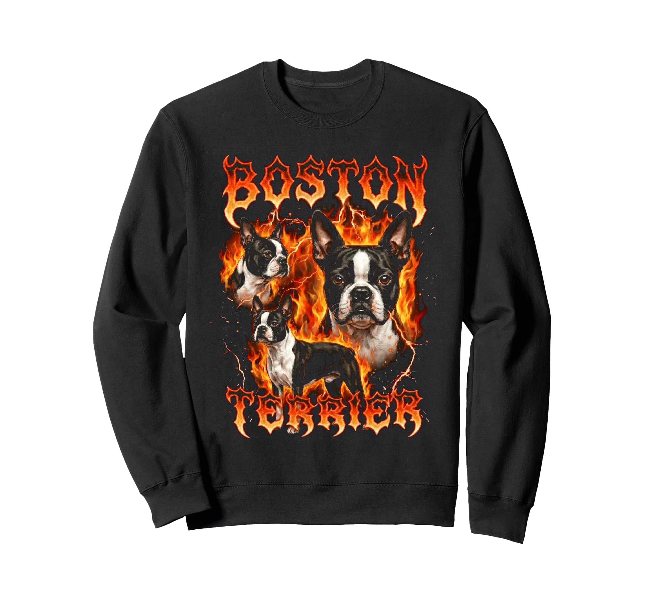 Boston Terrier 80S 90S Heavy Sweatshirt - Casual Everyday Wear Men Women - T-Shirt, Sweatshirt, Hoodie