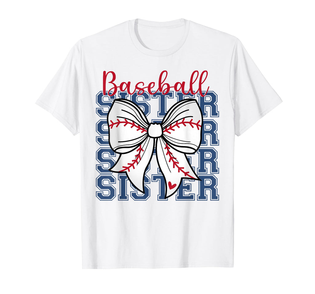 Groovy Baseball Sister Coquette Bow T-Shirt - Graphic Print for Adults - T-Shirt, Sweatshirt, Hoodie