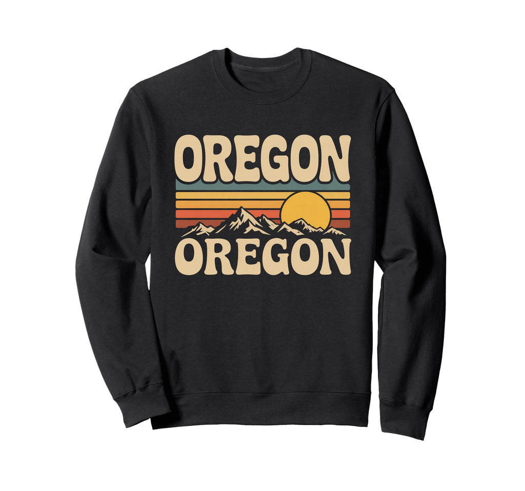 Oregon Mountain Sunset 70S State Sweatshirt - Fun Novelty Design Unisex - T-Shirt, Sweatshirt, Hoodie