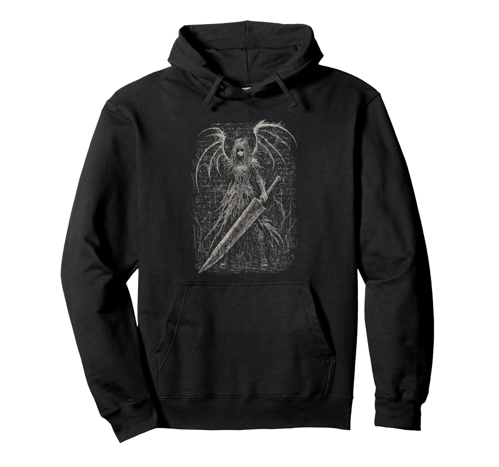 Goth Demon Angel Dark Fallen Sword Hoodie - Custom Art Print Men Women - T-Shirt, Sweatshirt, Hoodie