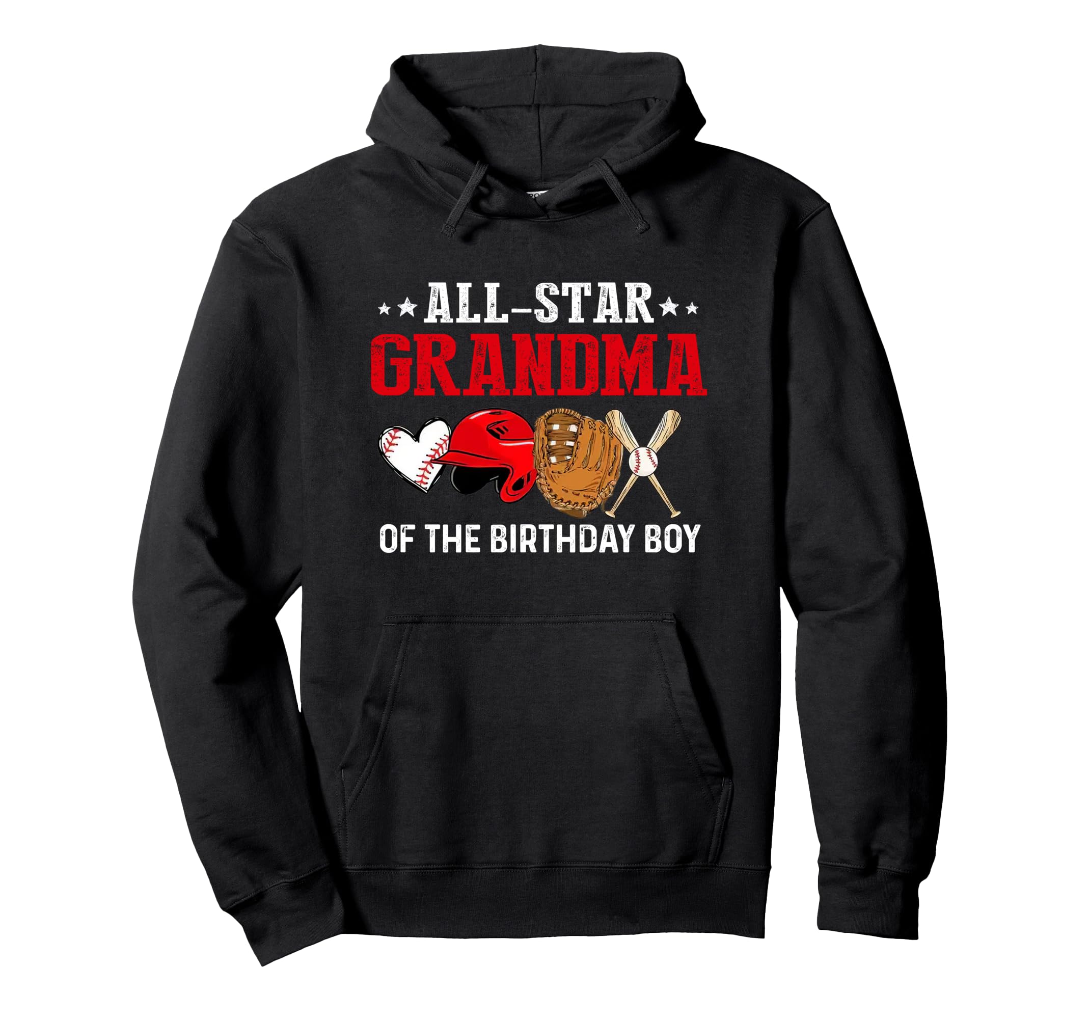 All Star Grandma Birthday Baseball Hoodie - Graphic Print for Adults - T-Shirt, Sweatshirt, Hoodie