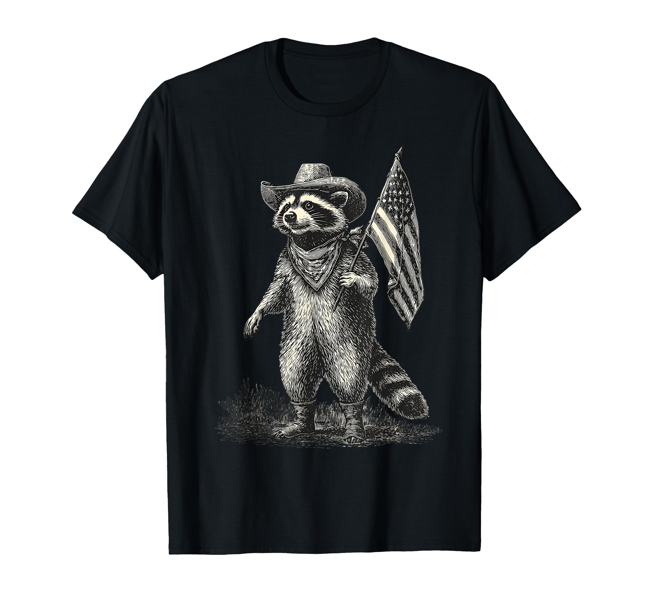 Raccoon Cowboy Rodeo Cowgirl Western T-Shirt - Custom Art Print Unisex - T-Shirt, Sweatshirt, Hoodie