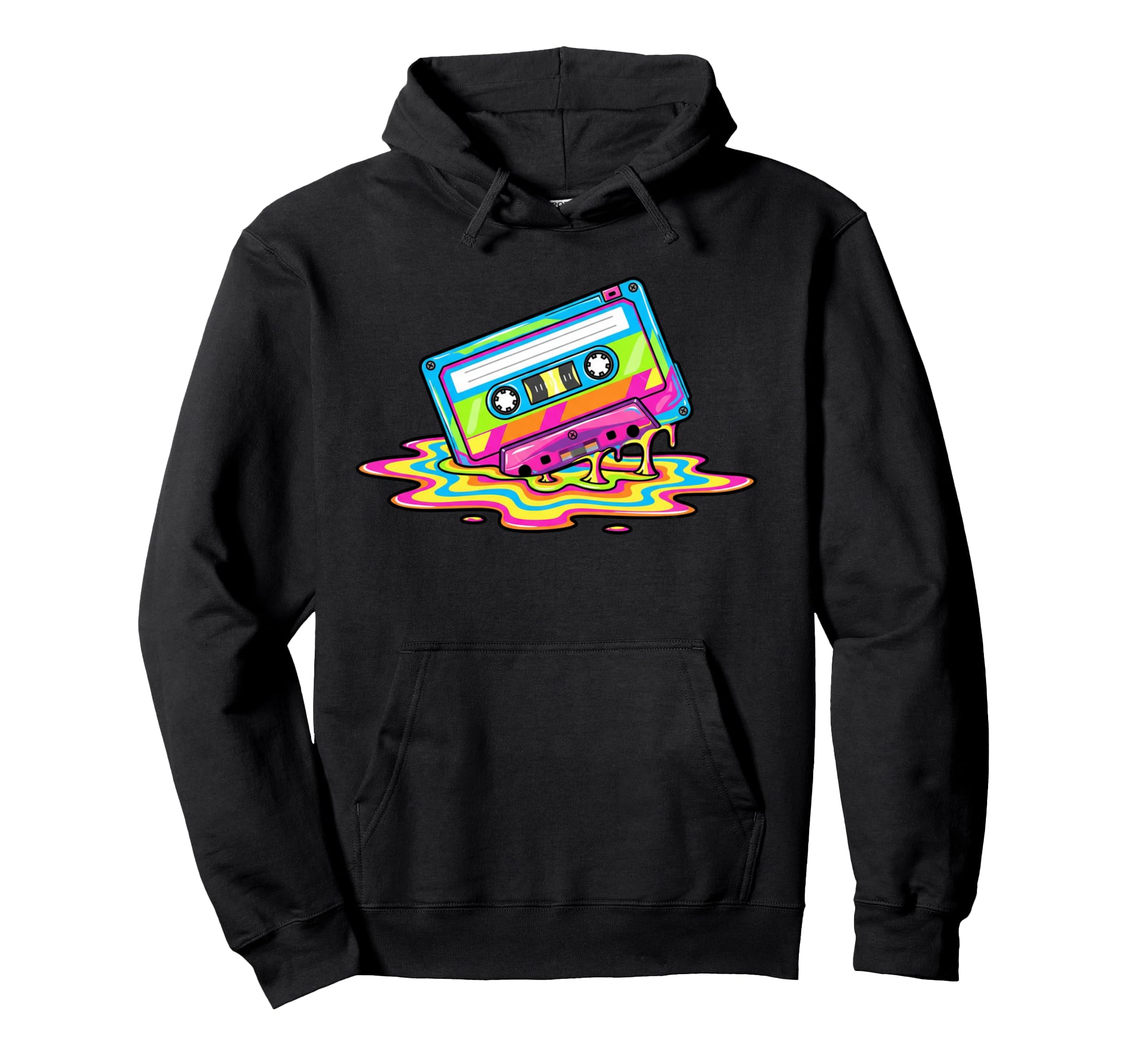 Colorful Melting Cassette Tape Music Hoodie - Fun Novelty Design for Adults - T-Shirt, Sweatshirt, Hoodie