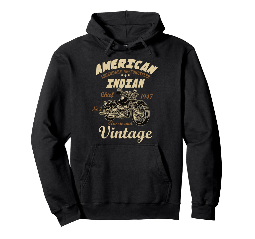 American Motorcycle Indian Old Biker Hoodie - Minimalist Print for Adults - T-Shirt, Sweatshirt, Hoodie
