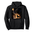 90S Black Labrador Retriever Howling Hoodie - Fun Novelty Design Men Women - T-Shirt, Sweatshirt, Hoodie