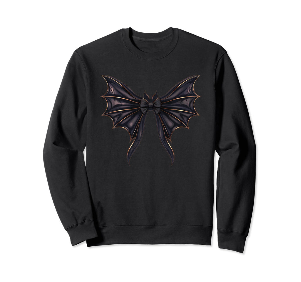 Bat Coquette Bow Halloween Bow Sweatshirt - Minimalist Print for Adults - T-Shirt, Sweatshirt, Hoodie