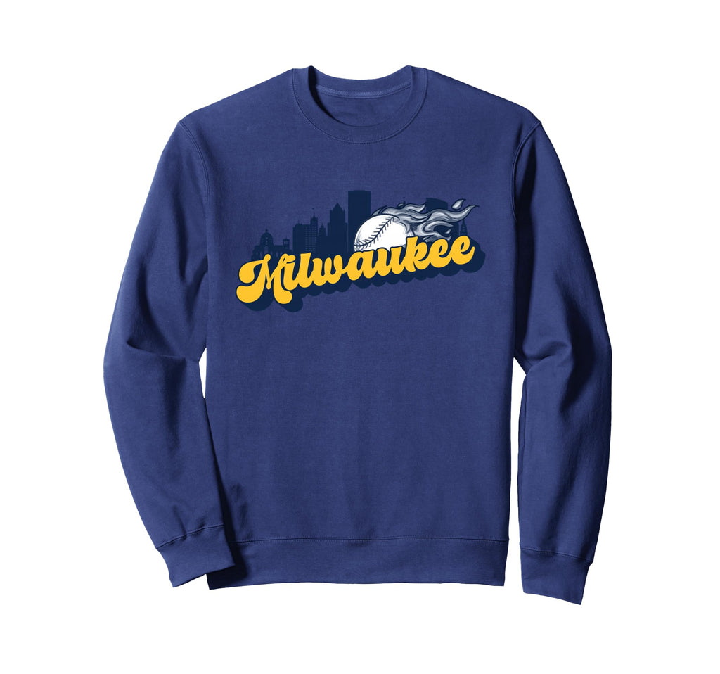 Milwaukee Baseball City Skyline Sweatshirt - Minimalist Print Men Women - T-Shirt, Sweatshirt, Hoodie