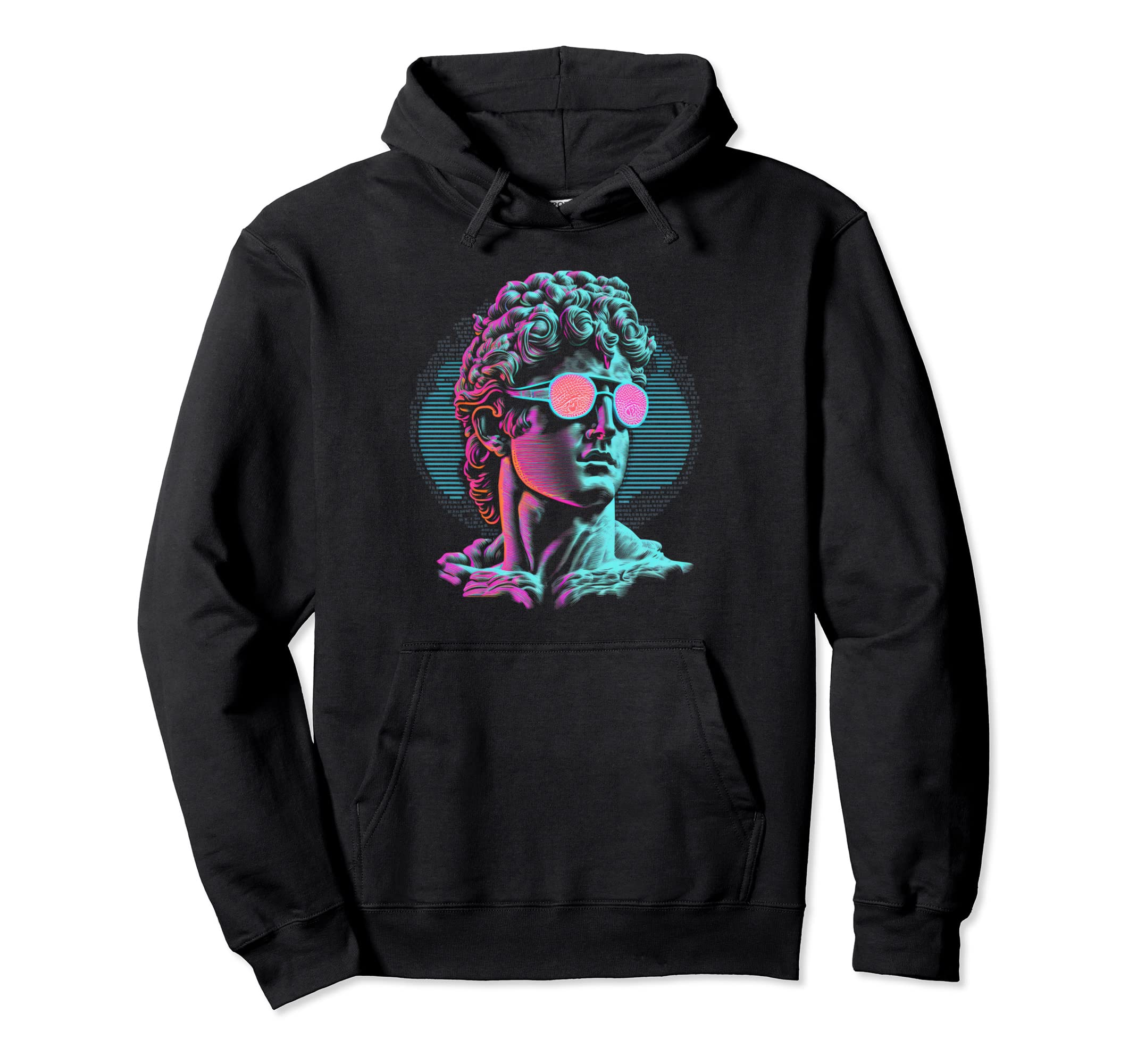 Greek Statue Vaporwave Retrowave Hoodie - Novelty Apparel for Adults - T-Shirt, Sweatshirt, Hoodie