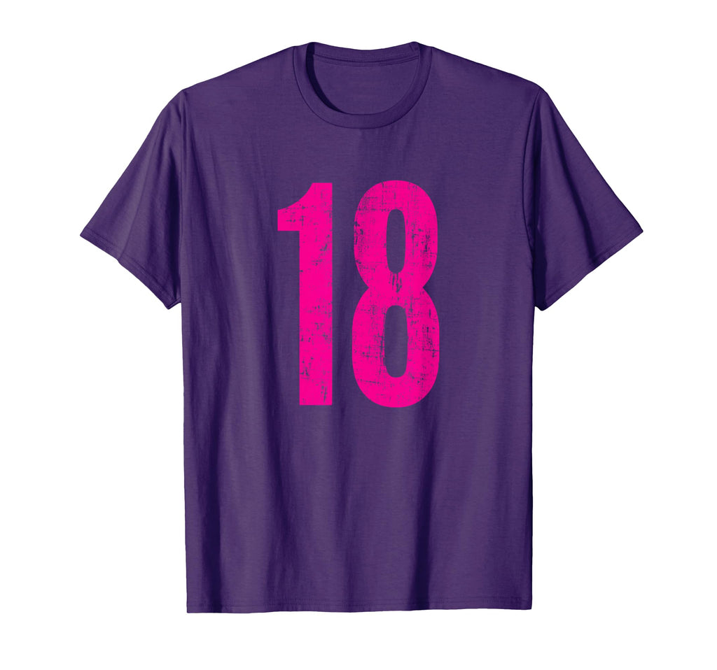 Number 18 Distressed Sport Team Player T-Shirt - Trendy Graphic for Adults - T-Shirt, Sweatshirt, Hoodie