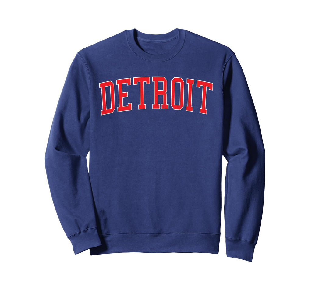 Detroit Mi Varsity Red Text Sweatshirt - Graphic Print Men Women - T-Shirt, Sweatshirt, Hoodie