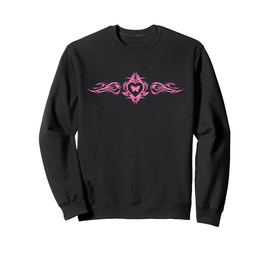 Butterfly Heart Tattoo Fairycore Y2K Sweatshirt - Novelty Apparel Unisex - T-Shirt, Sweatshirt, Hoodie