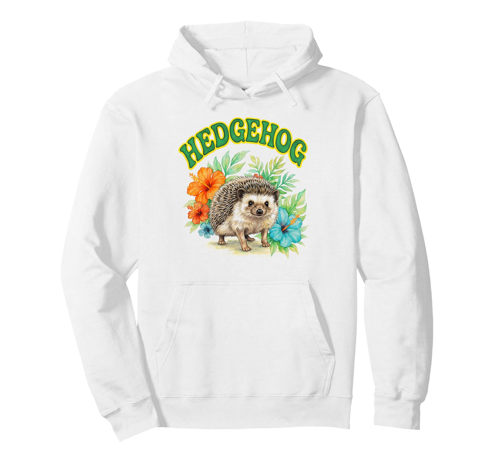 Hedgehog Groovy Floral Hedgehog Hoodie - Fun Novelty Design for Adults - T-Shirt, Sweatshirt, Hoodie