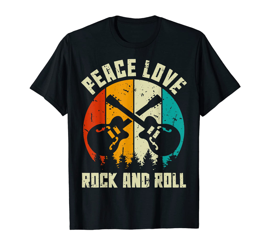 Peace Love Rock And Roll Guitar Player T-Shirt - Graphic Print for Adults - T-Shirt, Sweatshirt, Hoodie