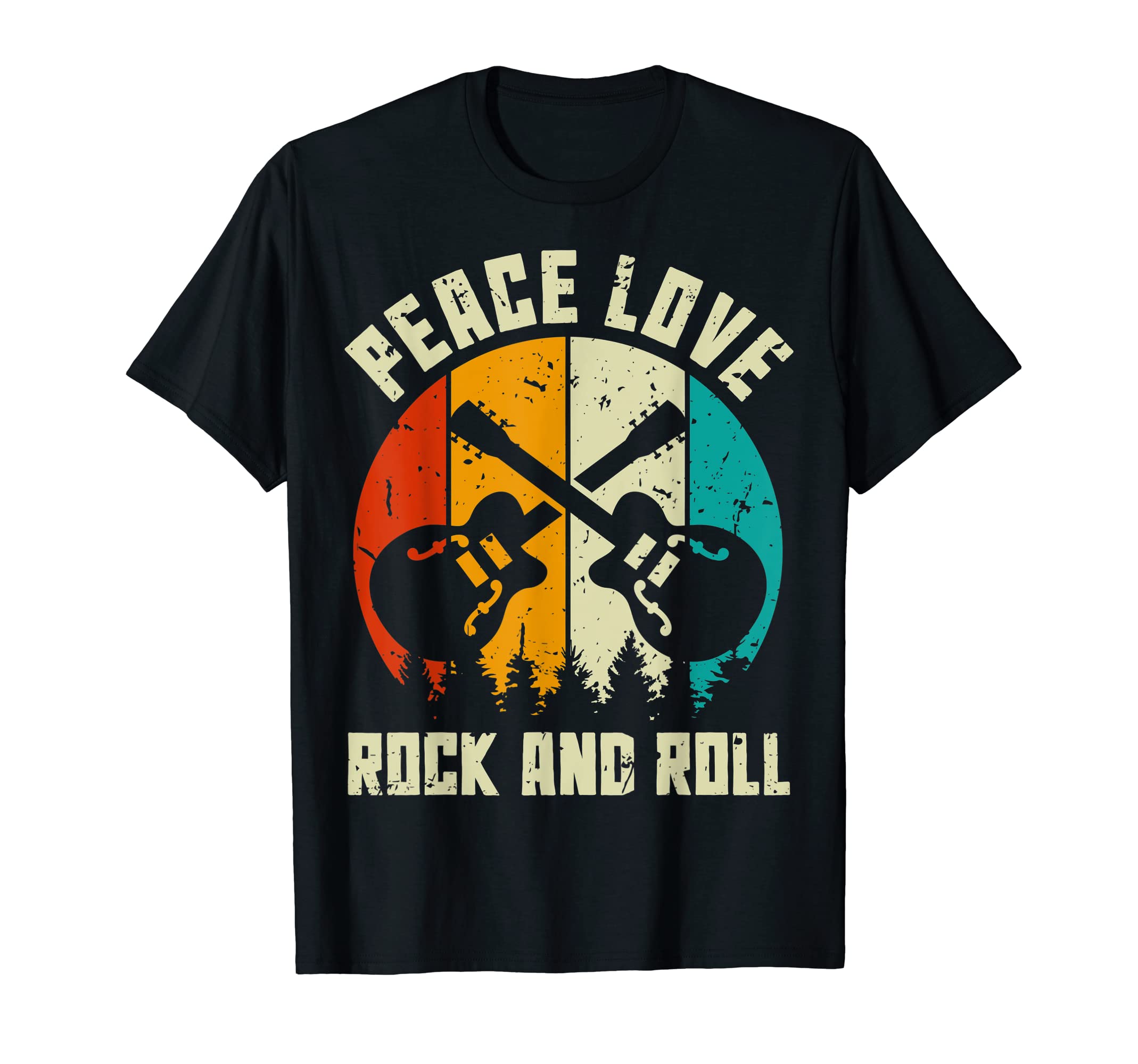 Peace Love Rock And Roll Guitar Player T-Shirt - Graphic Print for Adults - T-Shirt, Sweatshirt, Hoodie