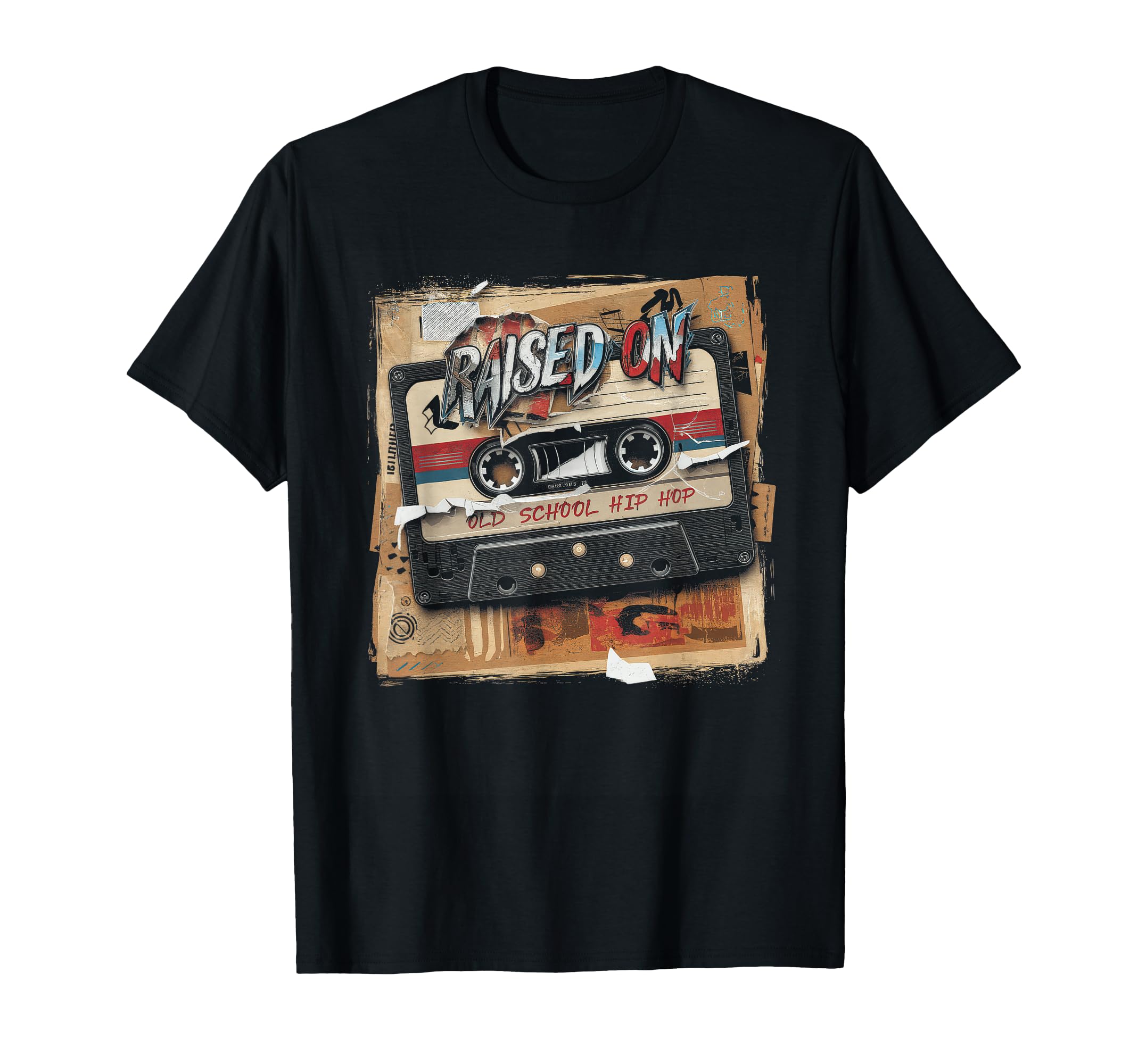 Raised Old School Hip Hop Cassette T-Shirt - Aesthetic Graphic for Adults - T-Shirt, Sweatshirt, Hoodie