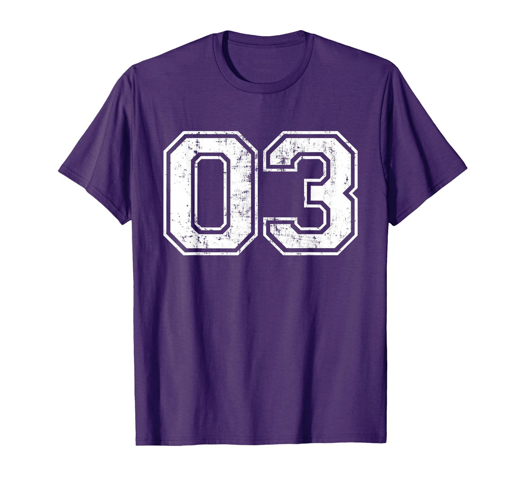 Number 03 Varsity Distressed T-Shirt - Casual Everyday Wear for Adults - T-Shirt, Sweatshirt, Hoodie