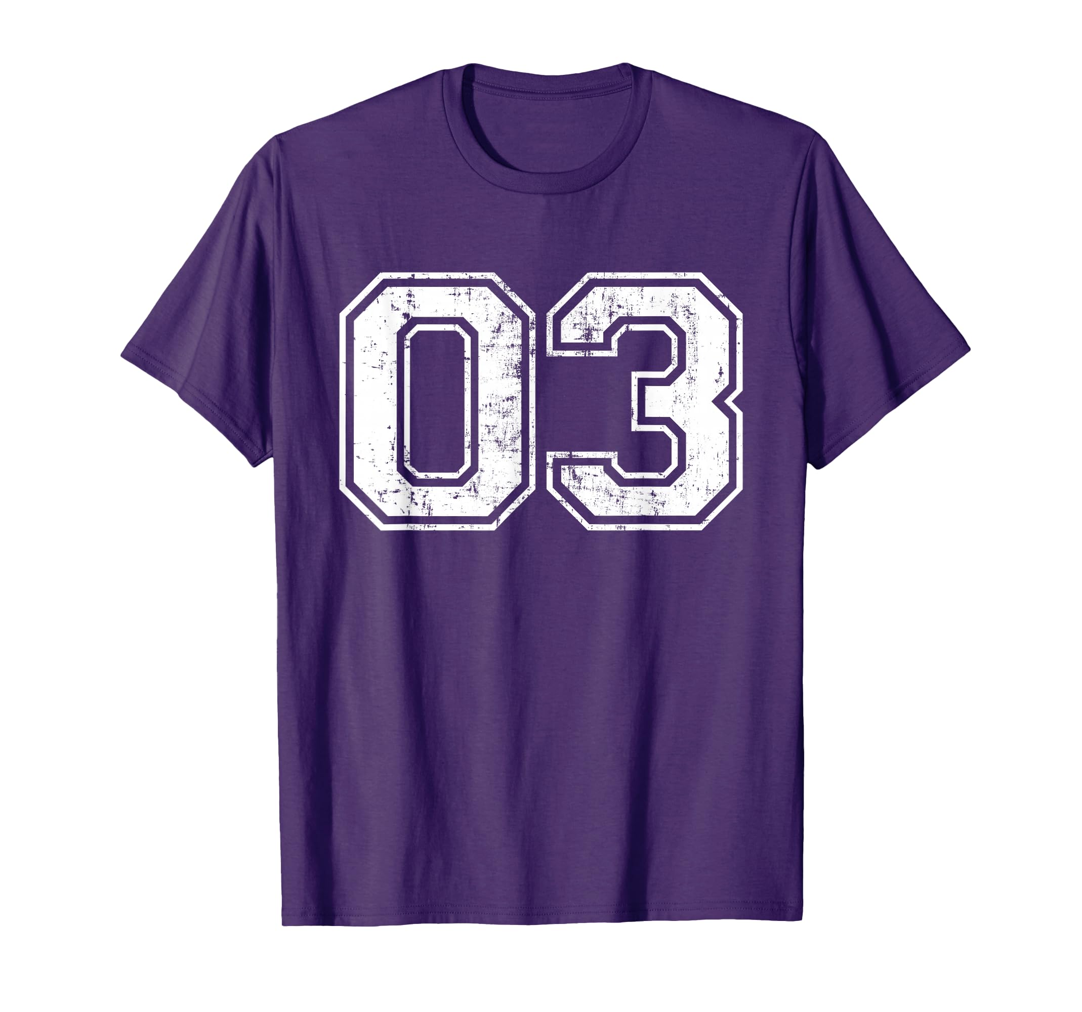 Number 03 Varsity Distressed T-Shirt - Casual Everyday Wear for Adults - T-Shirt, Sweatshirt, Hoodie