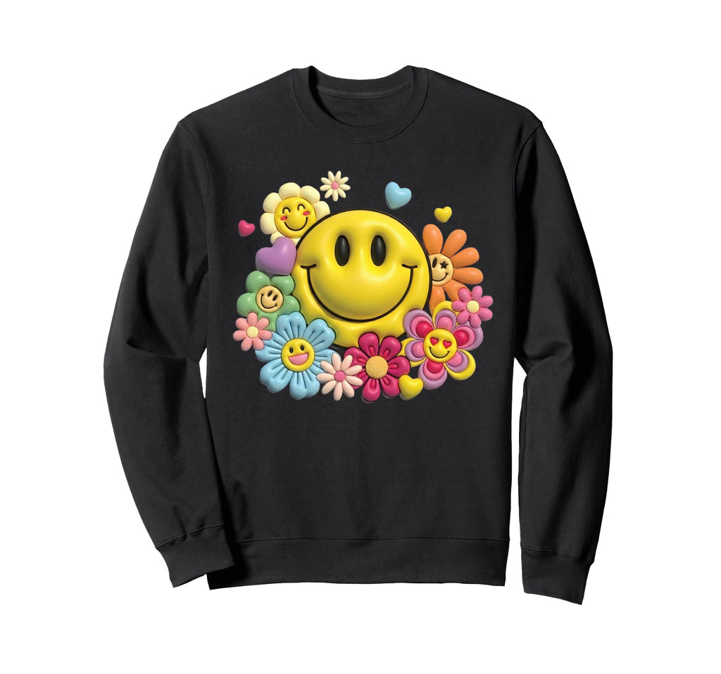 Smile Face Flower Power Happy Face Sweatshirt - Custom Art Print Men Women - T-Shirt, Sweatshirt, Hoodie