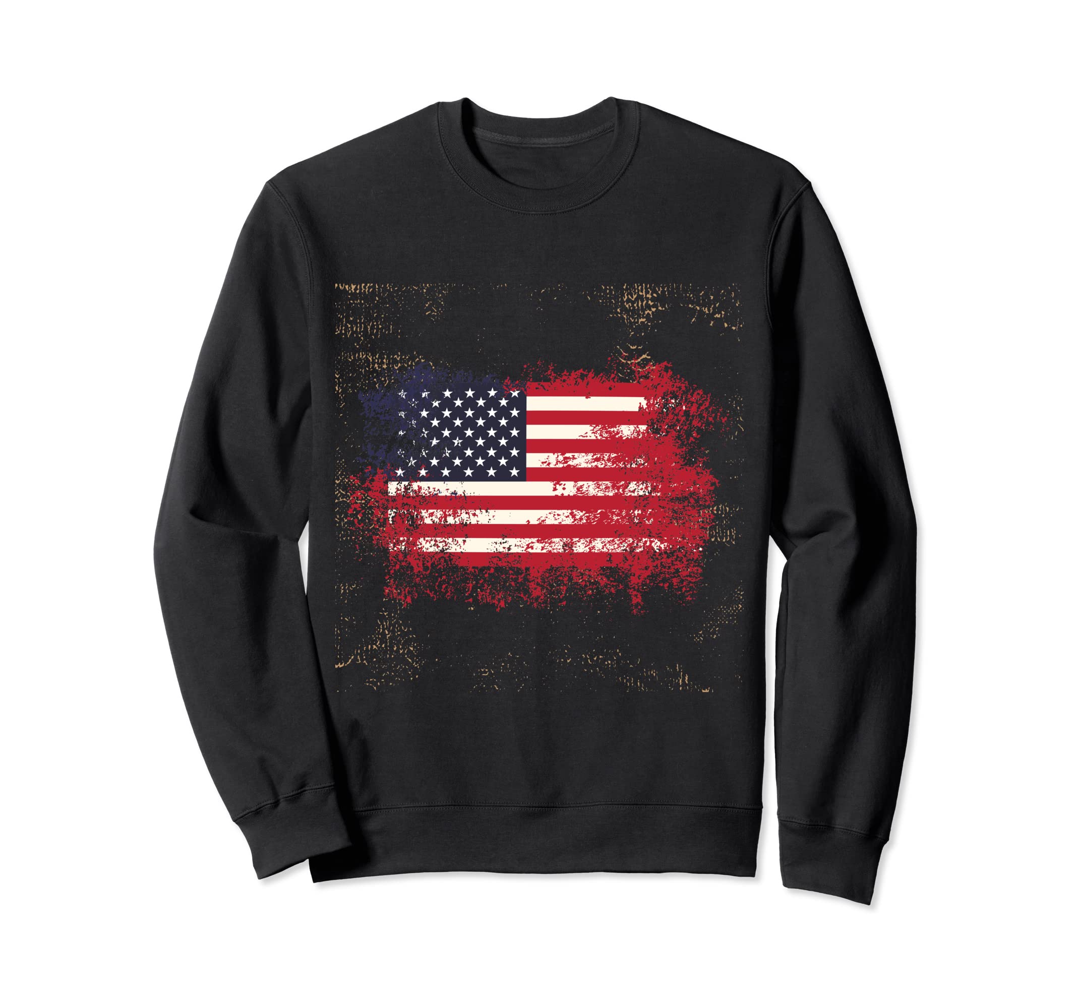 Distressed America Flag Usa Sweatshirt - Casual Everyday Wear Men Women - T-Shirt, Sweatshirt, Hoodie