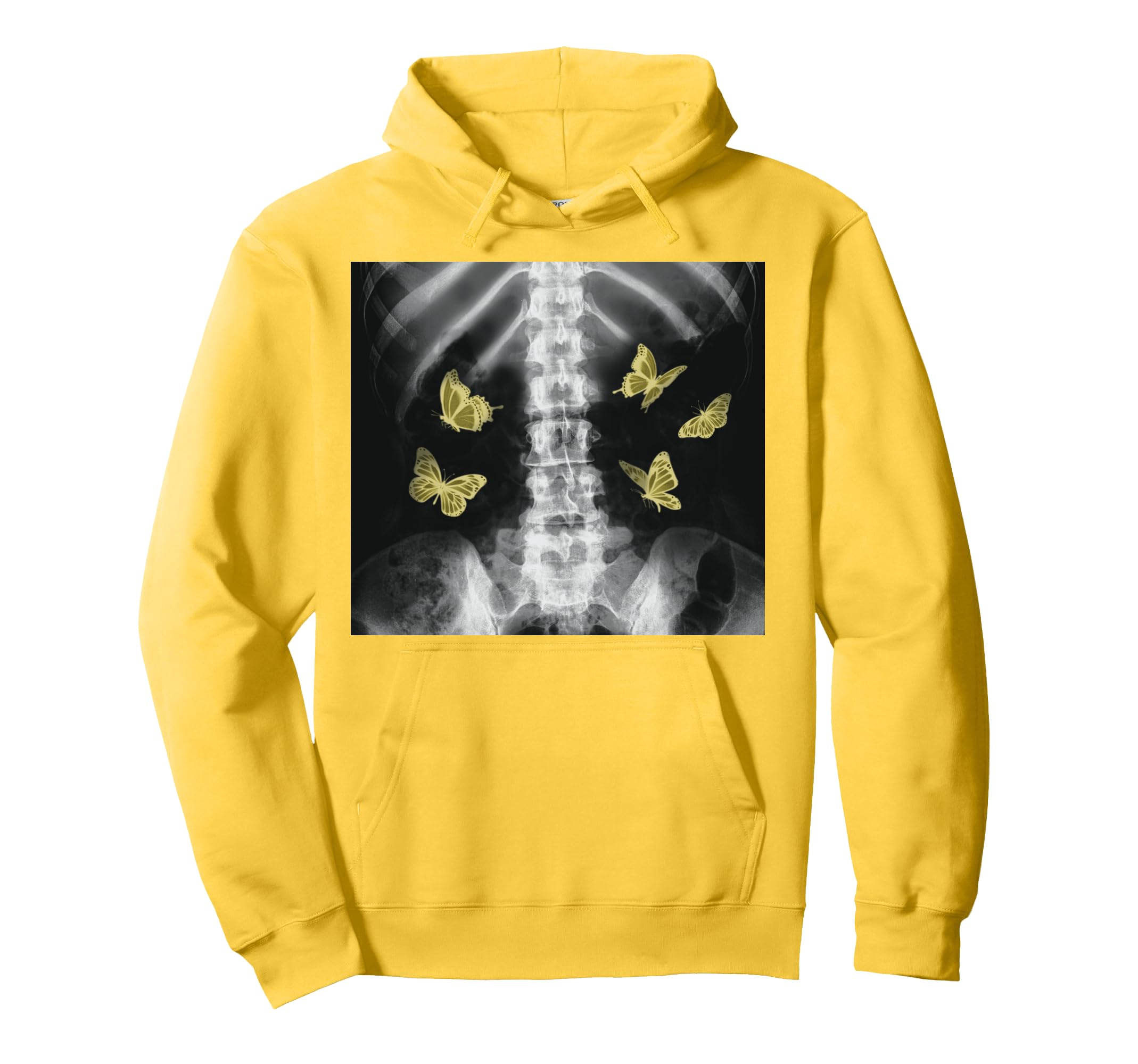 Egirl Xray Skeleton Yellow Butterfly Hoodie - Custom Art Print for Adults - T-Shirt, Sweatshirt, Hoodie