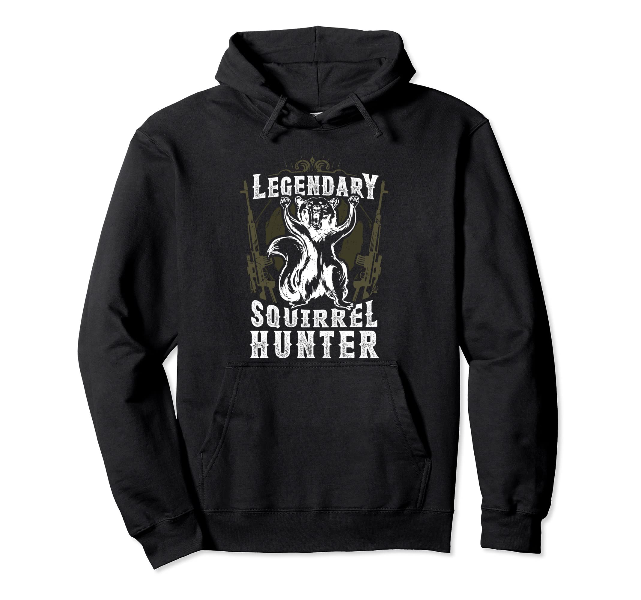 Funny Distressed Squirrel Hunting Hoodie - Casual Everyday Wear Unisex - T-Shirt, Sweatshirt, Hoodie