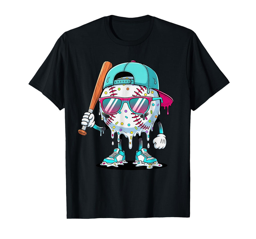 Baseball Drip Ice Cream Drip Baseball T-Shirt - Novelty Apparel Men Women - T-Shirt, Sweatshirt, Hoodie