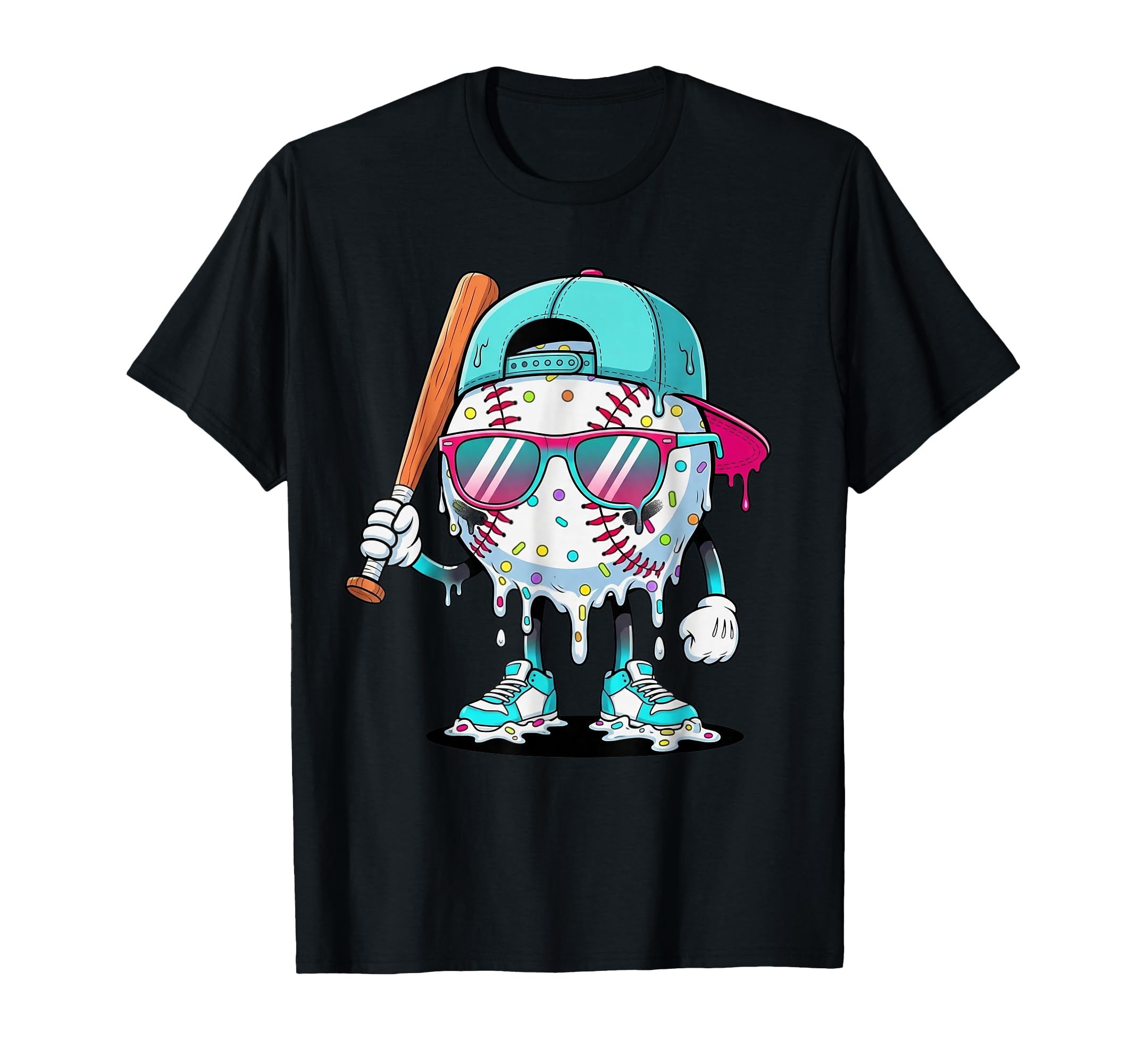 Baseball Drip Ice Cream Drip Baseball T-Shirt - Novelty Apparel Men Women - T-Shirt, Sweatshirt, Hoodie