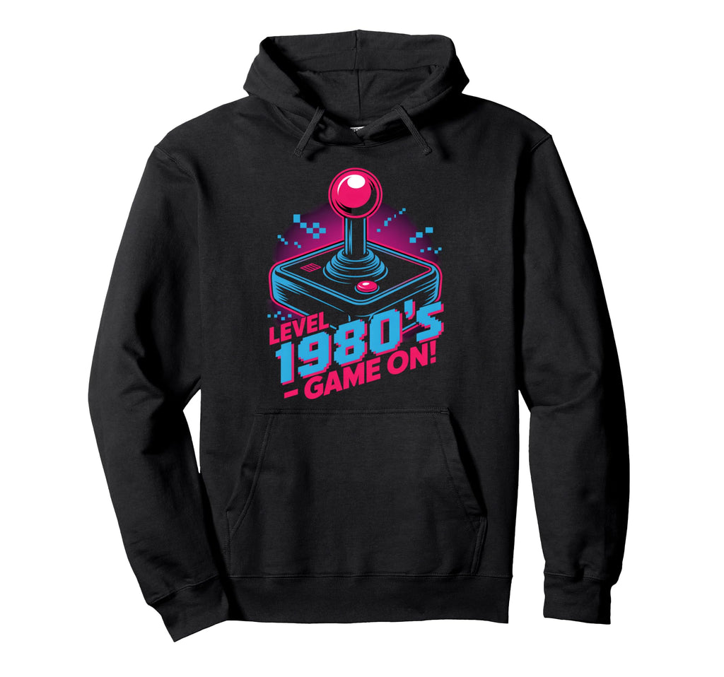 Level 1980S Game Arcade Joystick Hoodie - Casual Everyday Wear Unisex - T-Shirt, Sweatshirt, Hoodie