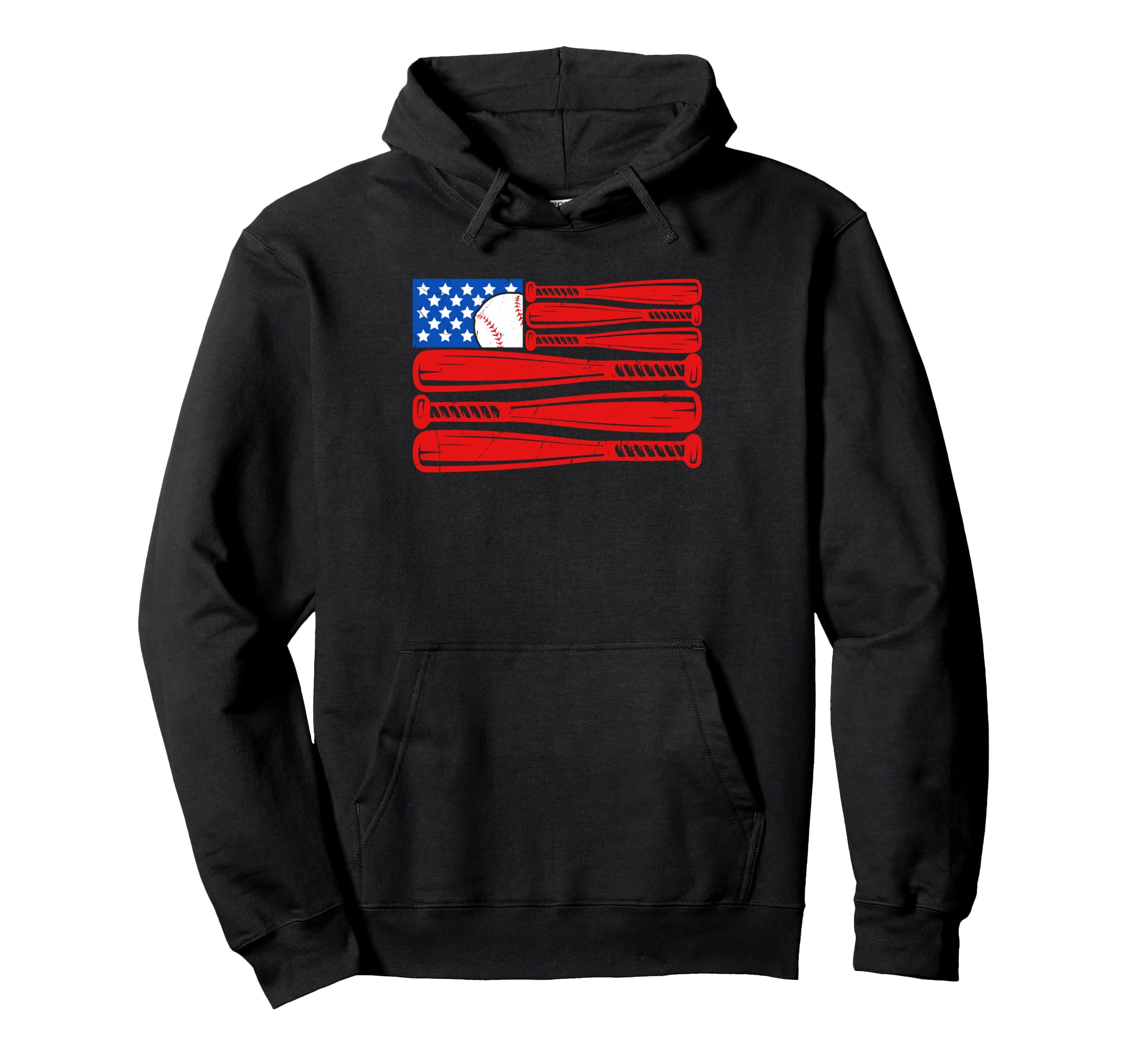 American Baseball Bat Flag Usa Patriotic Hoodie - Graphic Print for Adults - T-Shirt, Sweatshirt, Hoodie