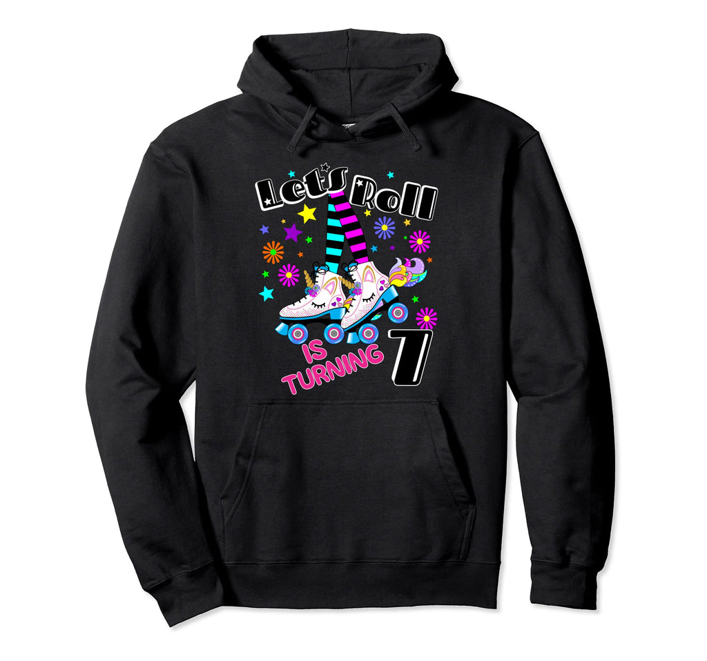 7Th Roller Skate Birthday Lets Roll Hoodie - Minimalist Print for Adults - T-Shirt, Sweatshirt, Hoodie