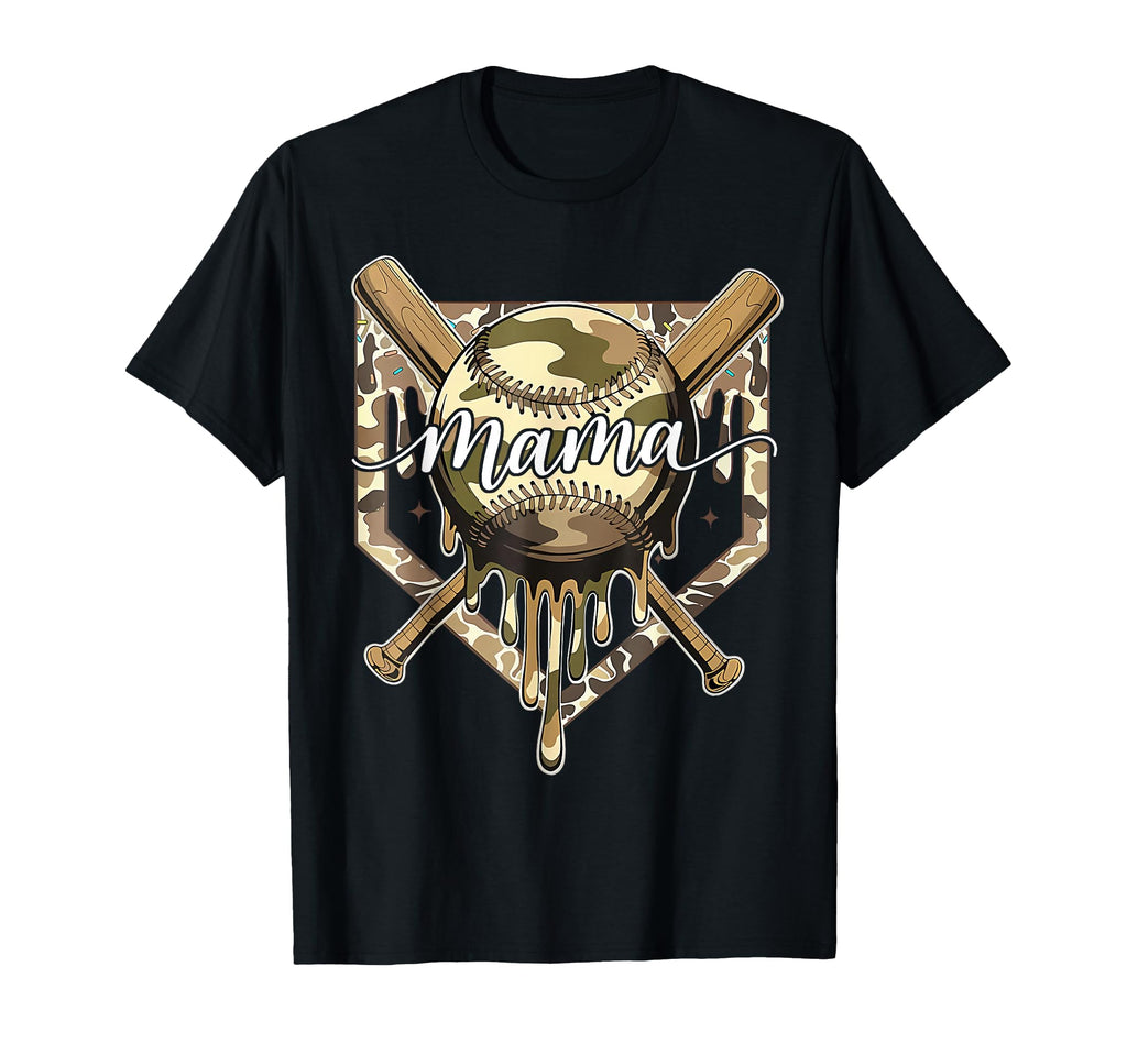 Baseball Mama Camo Drip Mothers Day T-Shirt - Trendy Graphic for Adults - T-Shirt, Sweatshirt, Hoodie