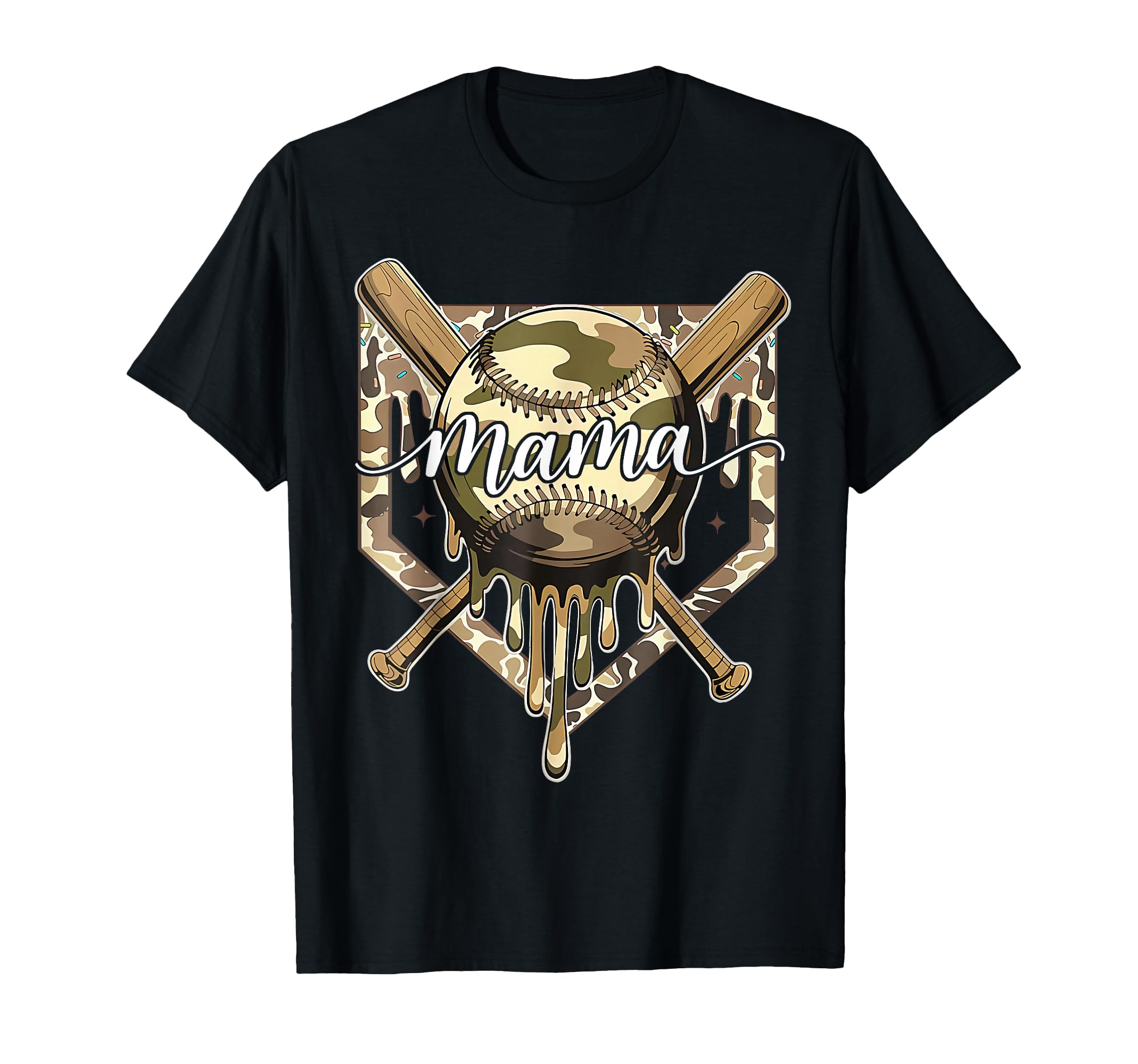 Baseball Mama Camo Drip Mothers Day T-Shirt - Trendy Graphic for Adults - T-Shirt, Sweatshirt, Hoodie