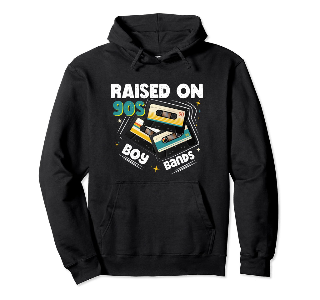 Raised 90S Bands Cassette Tape Hoodie - Minimalist Print Men Women - T-Shirt, Sweatshirt, Hoodie