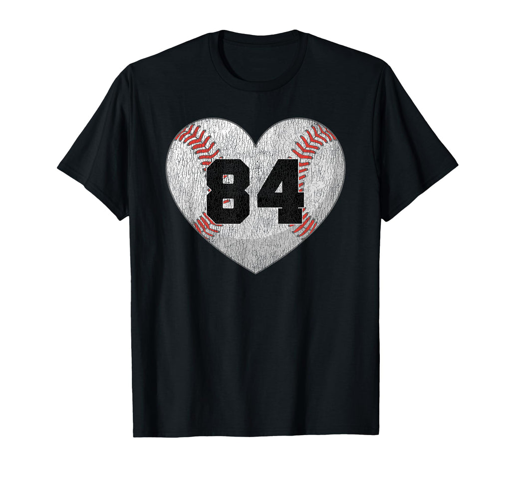 Baseball Number 84 Distressed Heart T-Shirt - Custom Art Print Unisex - T-Shirt, Sweatshirt, Hoodie