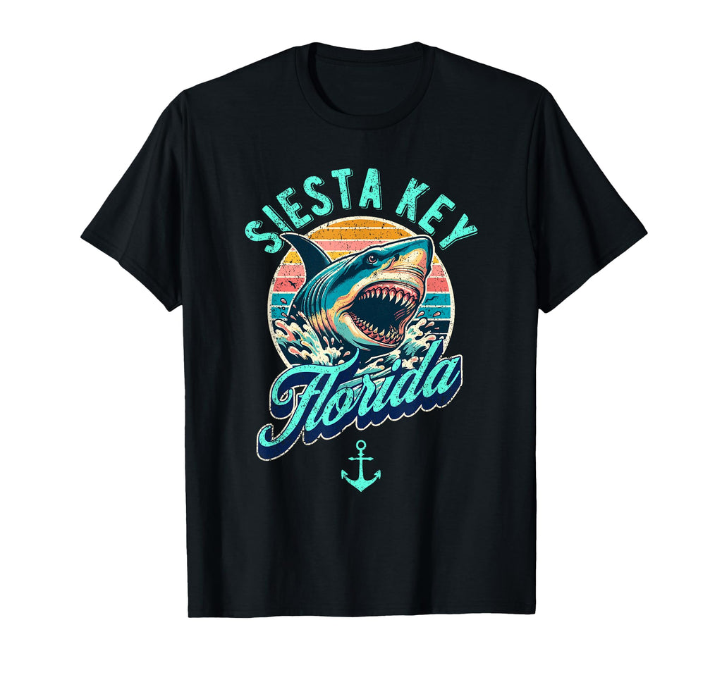 Siesta Key Florida Shark Distressed T-Shirt - Aesthetic Graphic Unisex - T-Shirt, Sweatshirt, Hoodie