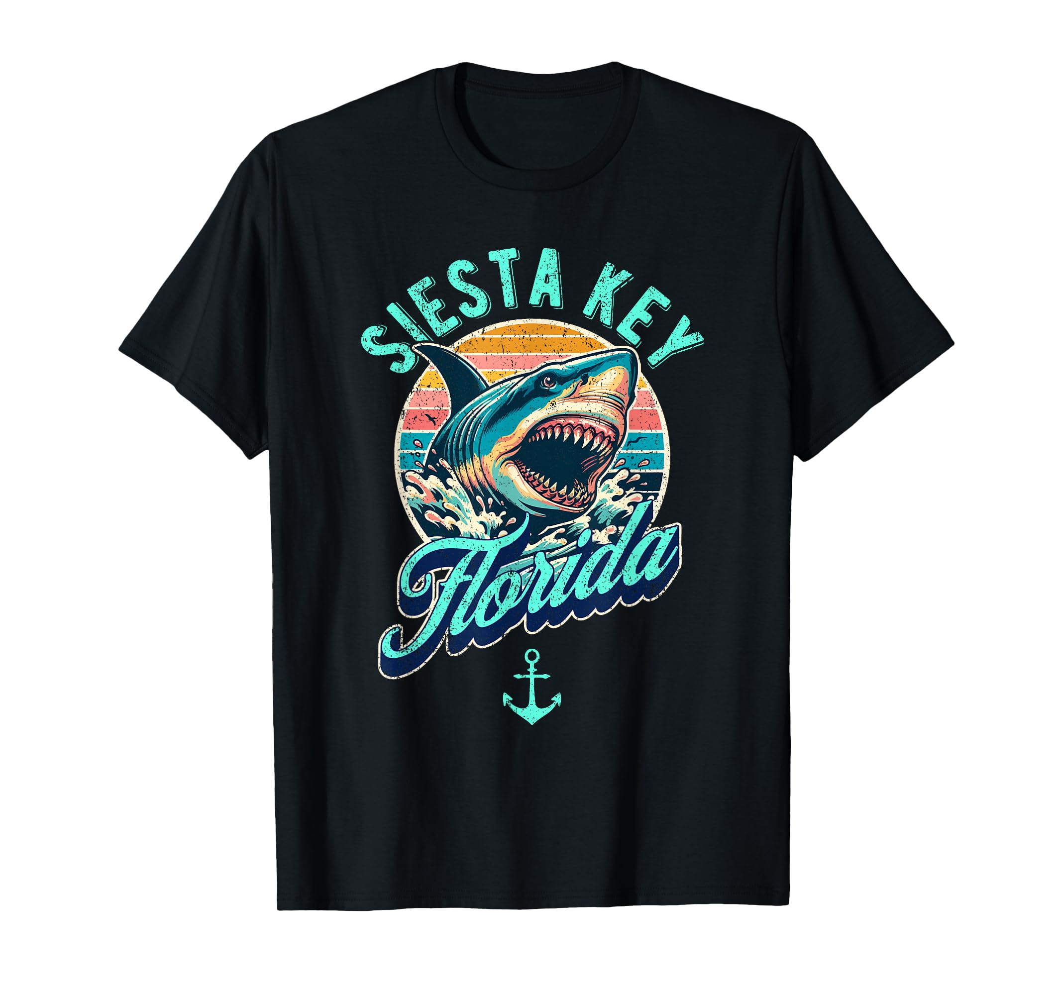 Siesta Key Florida Shark Distressed T-Shirt - Aesthetic Graphic Unisex - T-Shirt, Sweatshirt, Hoodie