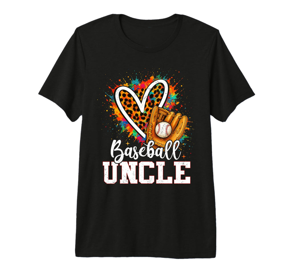 Baseball Uncle Leopard Heart T-Shirt - Minimalist Print for Adults - T-Shirt, Sweatshirt, Hoodie