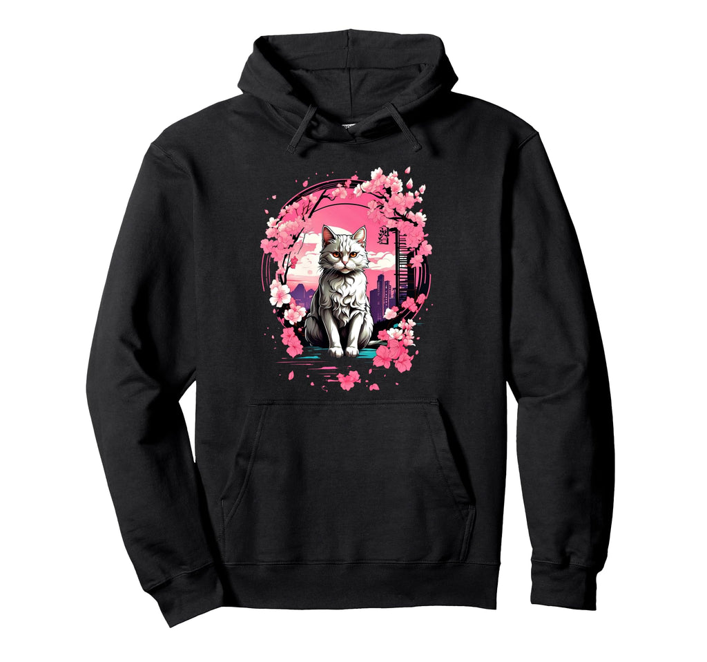 Anime Cat Japanese Aesthetic Japan Hoodie - Graphic Print for Adults - T-Shirt, Sweatshirt, Hoodie