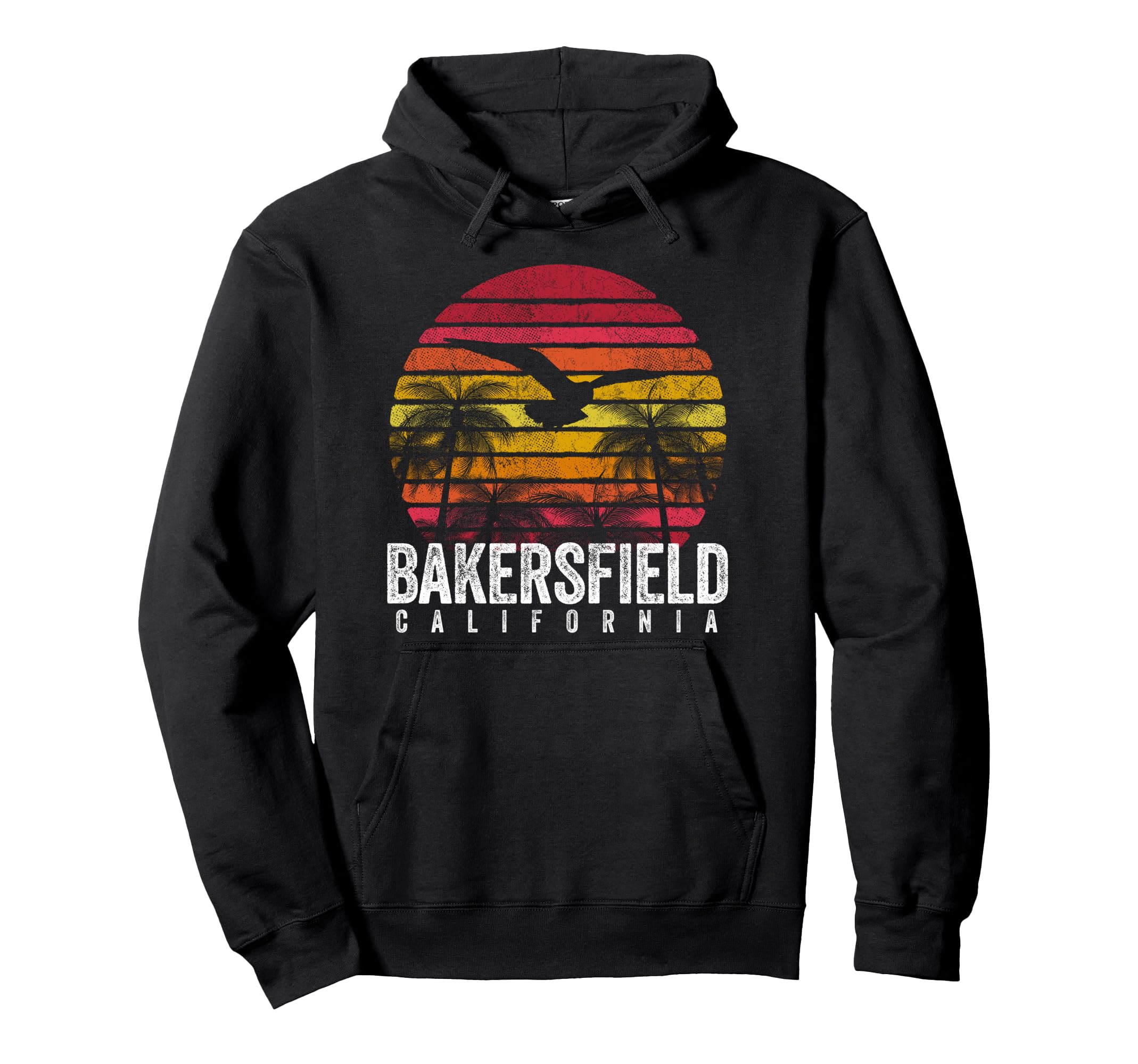 Bakersfield California Ca Distressed Hoodie - Streetwear Style for Adults - T-Shirt, Sweatshirt, Hoodie