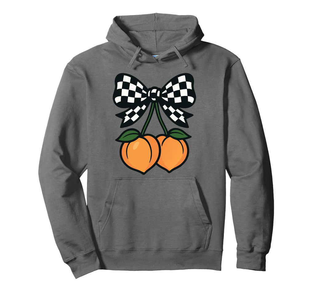 Coquette Peach Aesthetic Checkered Hoodie - Casual Everyday Wear Unisex - T-Shirt, Sweatshirt, Hoodie