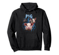 Pig 90S Heavy Metal Pig Farm Animal Hoodie - Minimalist Print for Adults - T-Shirt, Sweatshirt, Hoodie