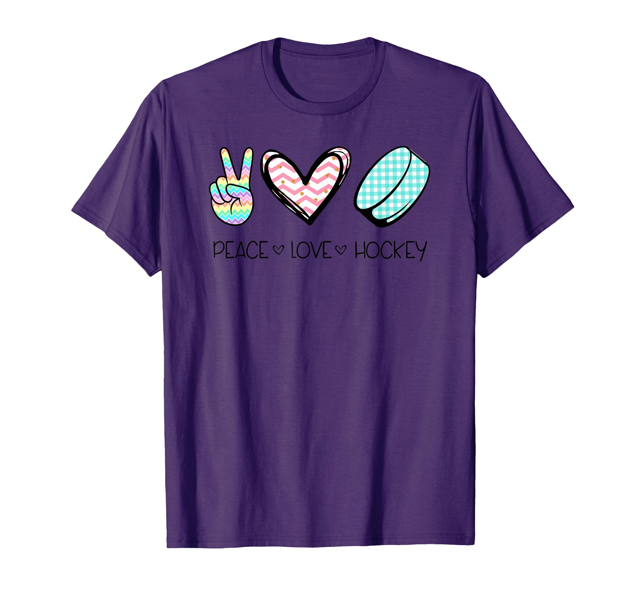 Peace Love Hockey Teen Small T-Shirt - Casual Everyday Wear Unisex - T-Shirt, Sweatshirt, Hoodie