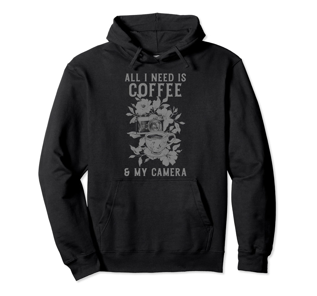 Coffee Camera Photographer Flowers Hoodie - Unique Graphic for Adults - T-Shirt, Sweatshirt, Hoodie