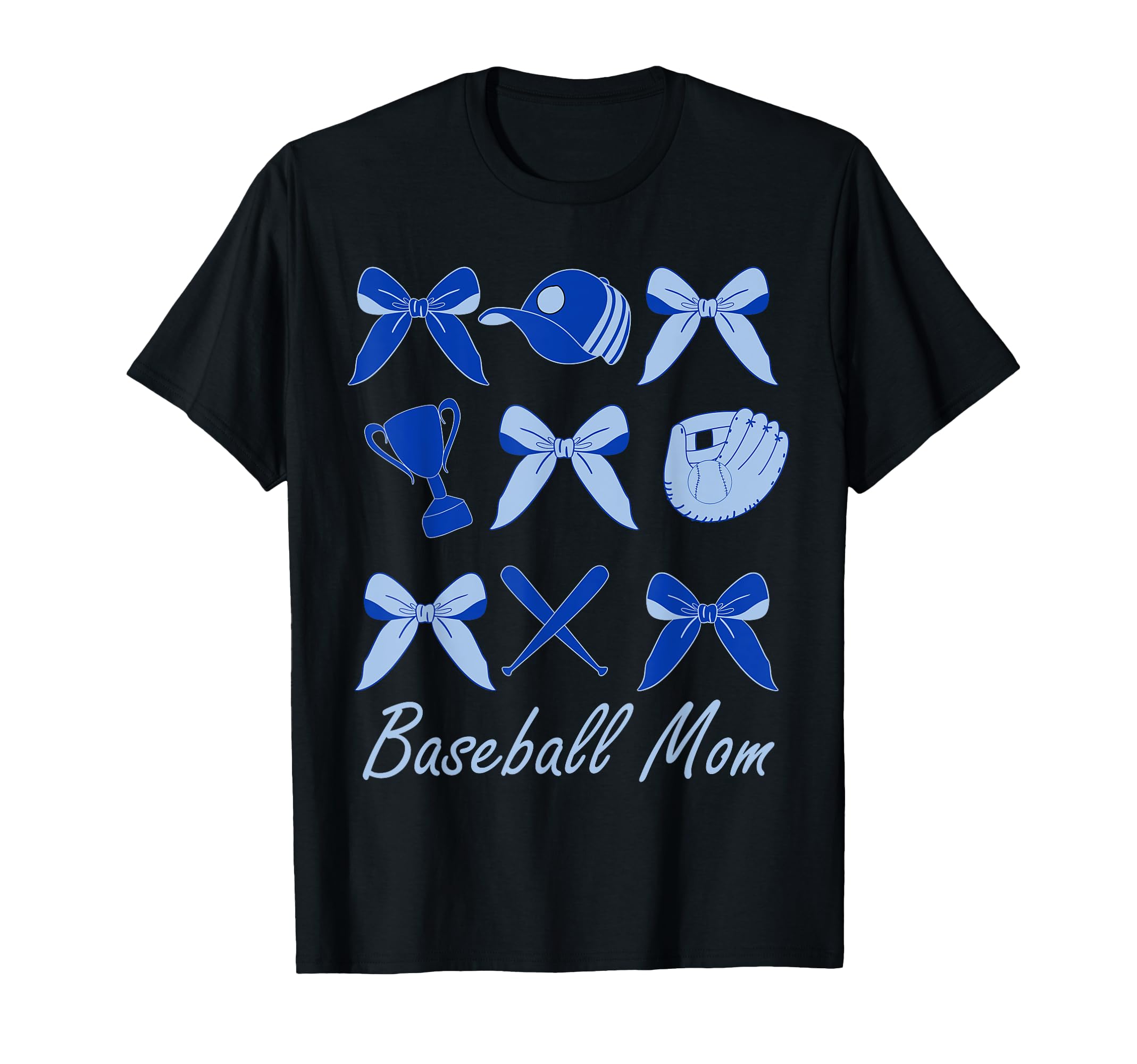 Baseball Mom Coquette Bow Blue Baseball T-Shirt - Streetwear Style Unisex - T-Shirt, Sweatshirt, Hoodie