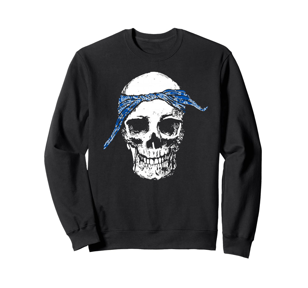 Hip Hop Skull Blue Do Rag Bandana Old Sweatshirt - Graphic Print Unisex - T-Shirt, Sweatshirt, Hoodie