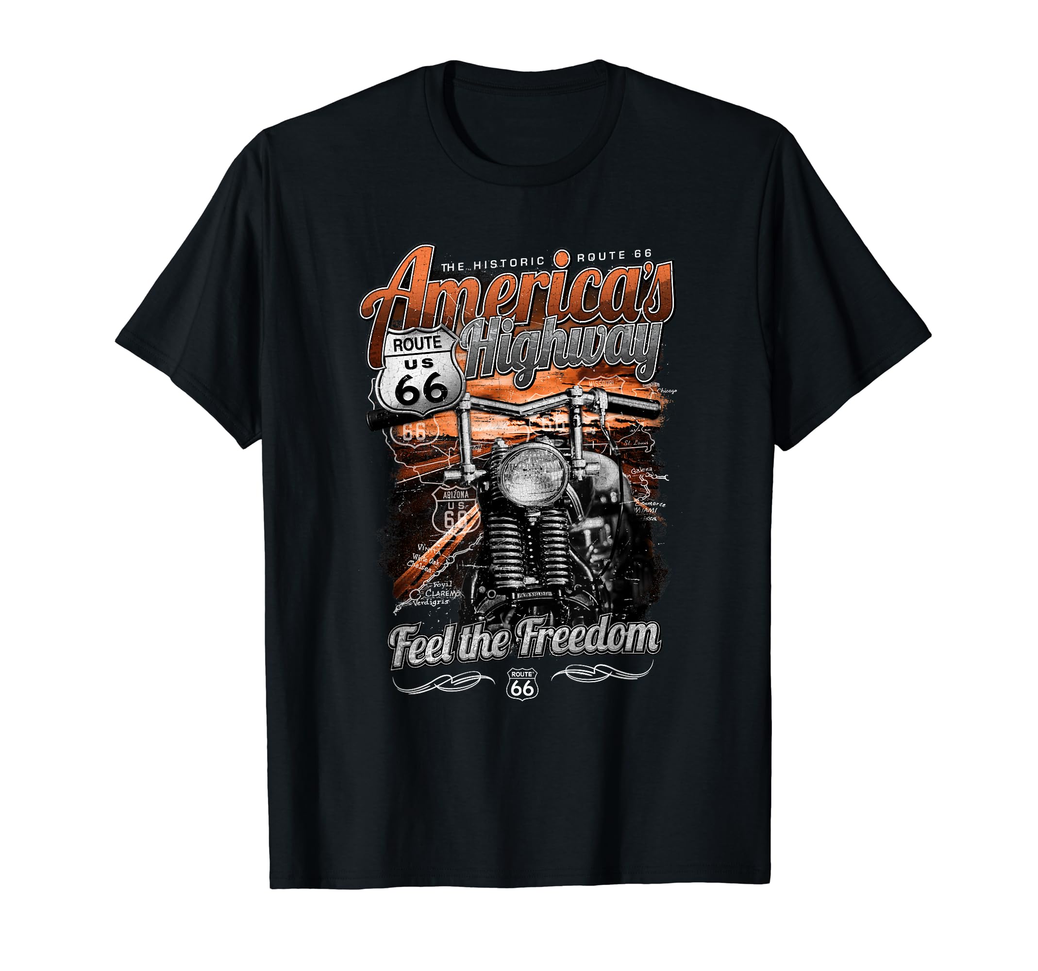 Route 66 Americas Highway T-Shirt - Unique Graphic for Adults - T-Shirt, Sweatshirt, Hoodie