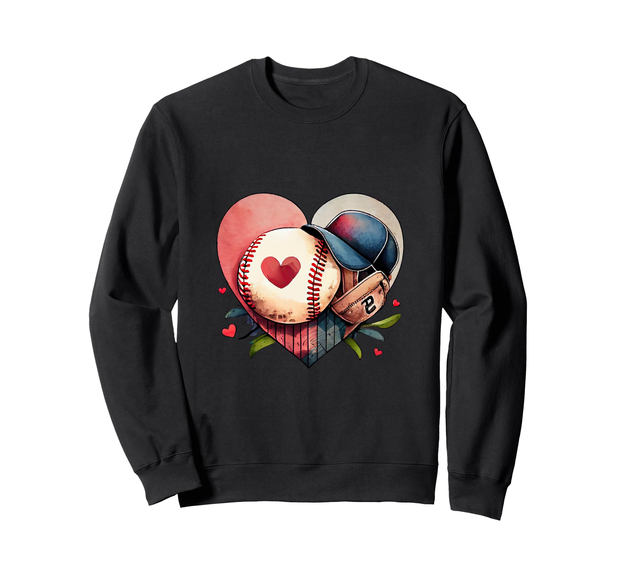 Funny Baseball Heart Sport Sweatshirt - Custom Art Print for Adults - T-Shirt, Sweatshirt, Hoodie