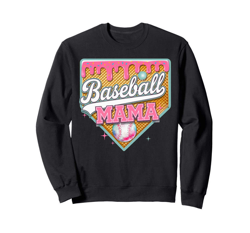 Baseball Mama Home Plate Ice Cream Sweatshirt - Trendy Graphic Men Women - T-Shirt, Sweatshirt, Hoodie