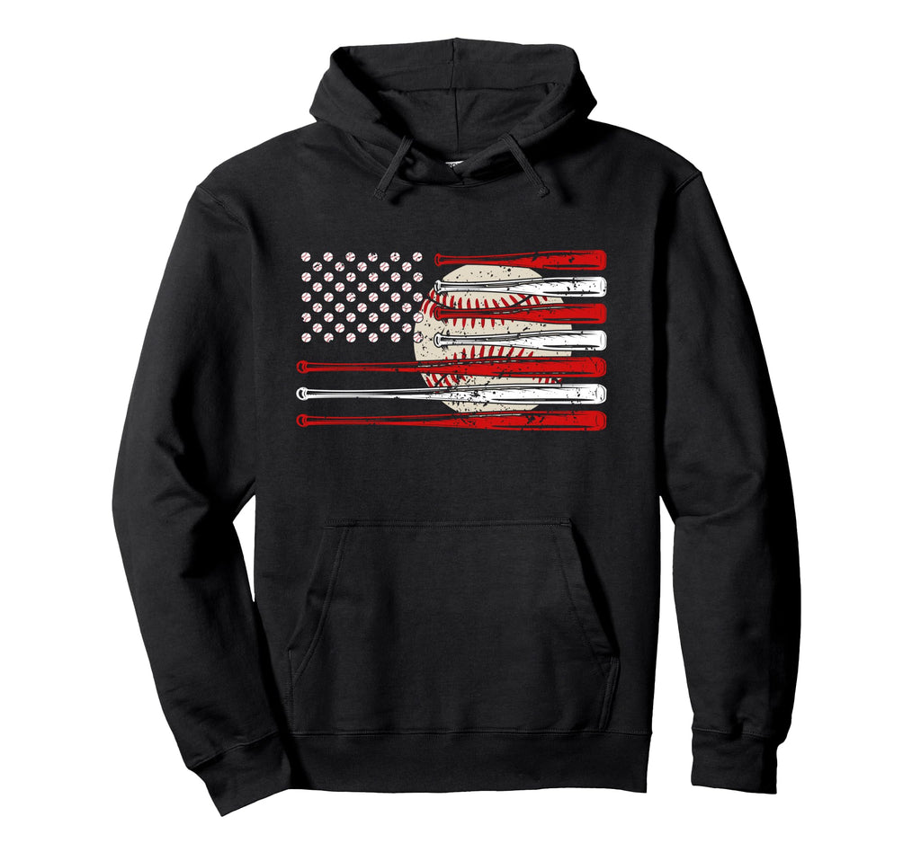 Baseball American Flag Usa Dad Mom Hoodie - Graphic Print for Adults - T-Shirt, Sweatshirt, Hoodie