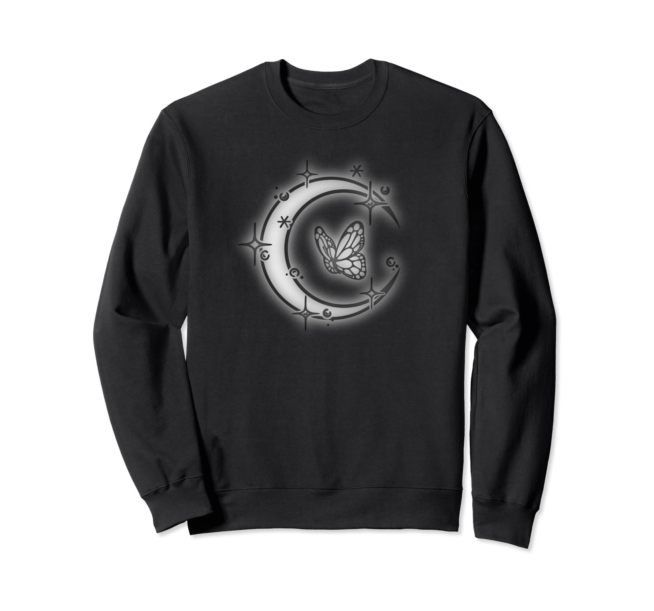 Butterfly And Moon Glow Starry Sweatshirt - Fun Novelty Design Men Women - T-Shirt, Sweatshirt, Hoodie